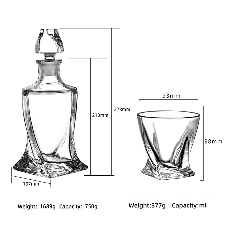 750ml Lead-Free Crystal Whiskey Glass Set/Whiskey Decanter Set of 7 with Gift Box/Glassware Set with Custom Package