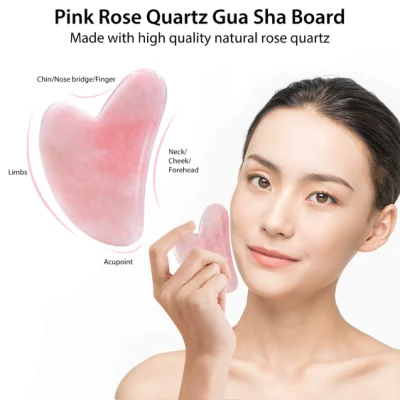 Piedra Gusha de cuarzo rosa para masajeador corporal y facial, herramienta de belleza