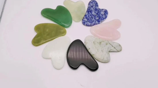 Tablero Gua Sha Guasha en forma de corazón, herramienta de masaje para raspar piedra de Jade con punto azul, tablero Gua Sha