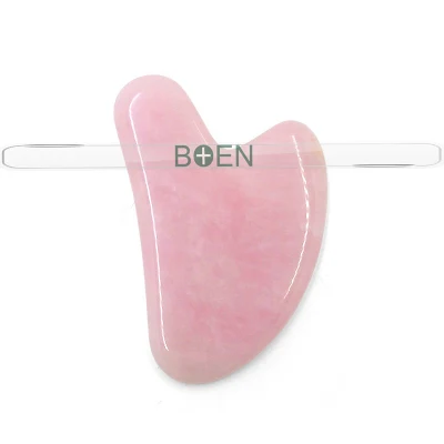 Tablero Gua Sha Guasha en forma de corazón, cuarzo rosa, piedra de Jade rosa, herramienta de masaje para raspar, tablero Gua Sha