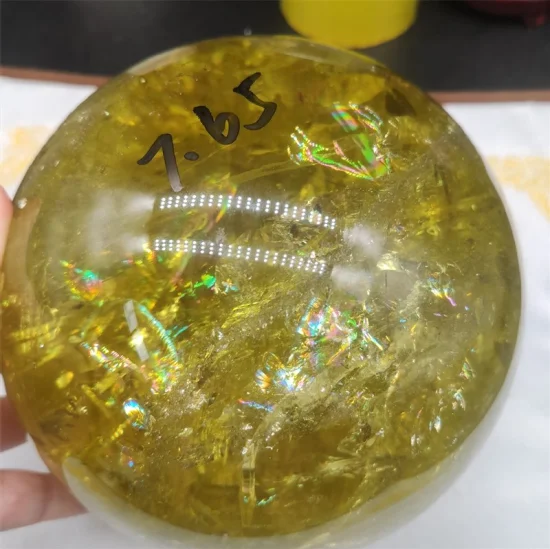 Esfera curativa de bola de cristal de cuarzo citrino natural arcoíris