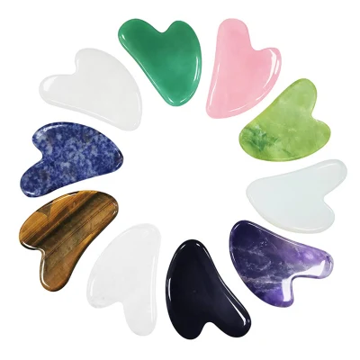 Masajeador de guasha para el cuidado de la salud, rodillo de amatista de cuarzo rosa verde Natural de Jade, colección de tableros Gua Sha